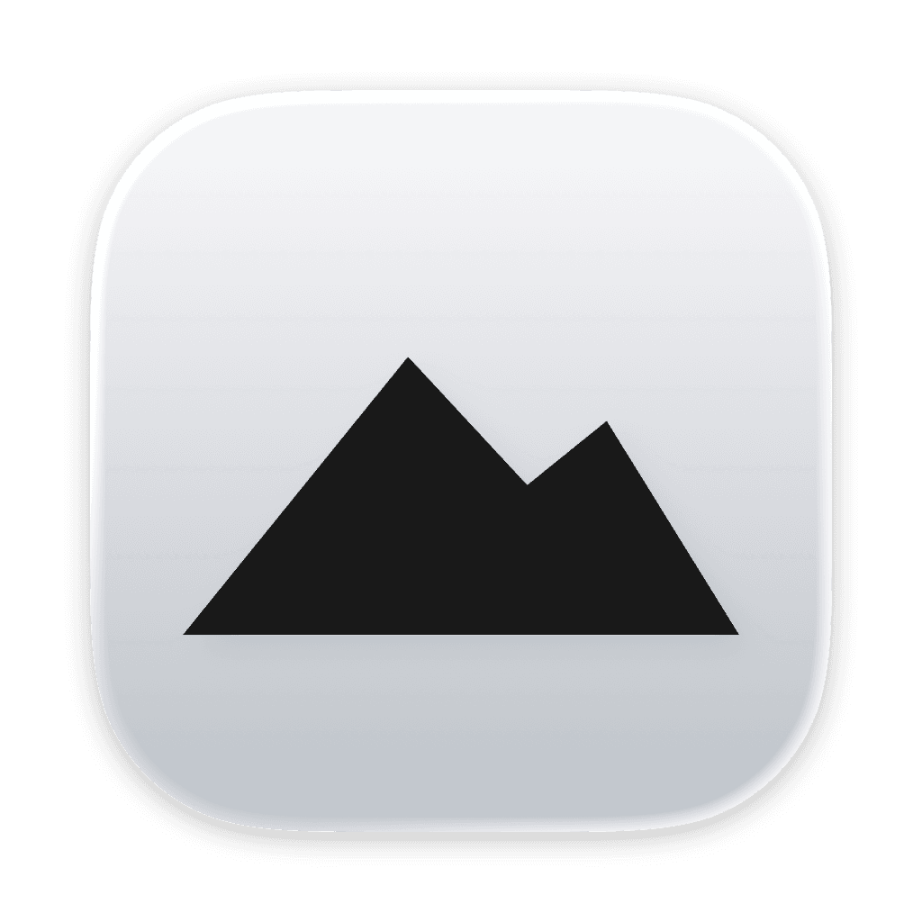 The Tarn app icon: a near-black mountain on an alpine silver tile